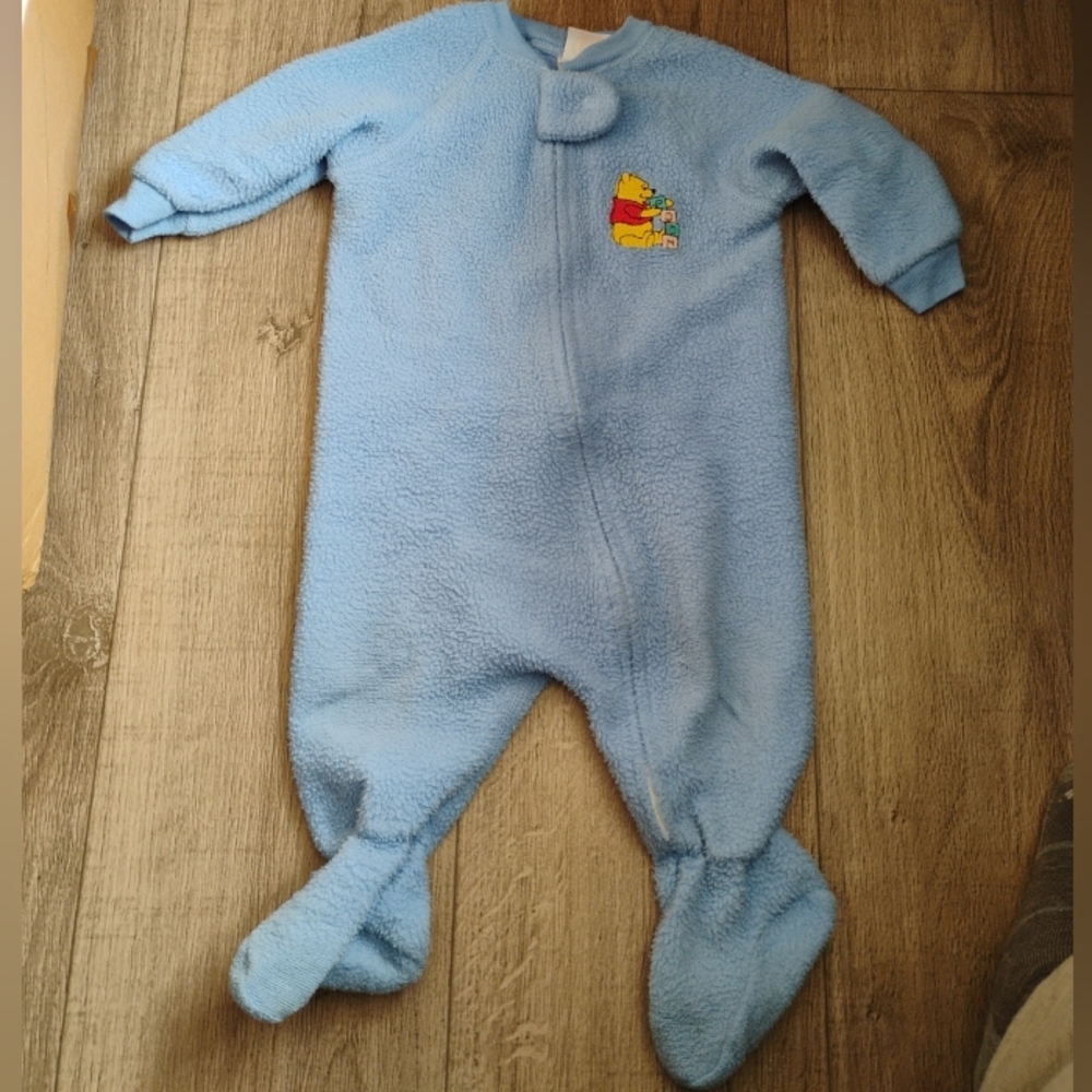 Winnie The Pooh Blue Footed Infant Baby Pajamas Vintage Disney 26.5" to 29" Tall